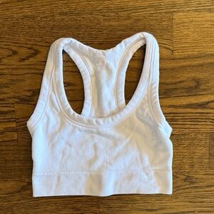 FP Movement by Free People White Ribbed Racerback Sports Bra